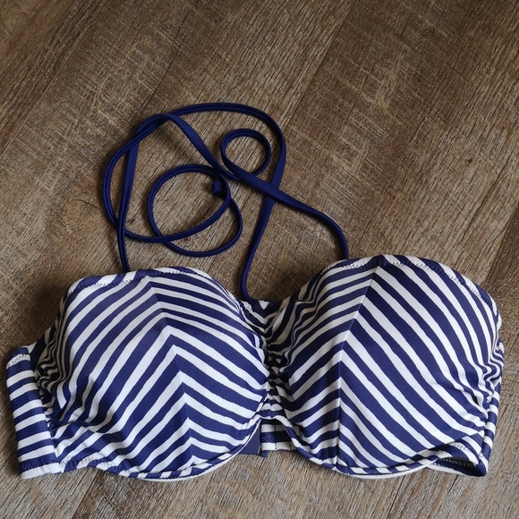 Profile Blush Bikini, striped, Navy Blue and white, size medium D cup - Picture 3 of 4